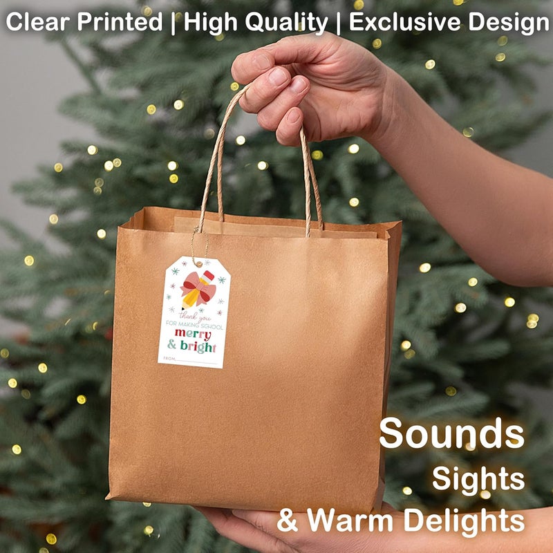 HandEasy 50 Pcs Christmas Gift Tags, 2.1"×3.5" Teacher Gift Tag, Classroom Treat Tag, Teacher Appreciation Hangtag,Wrap for Party Favor - B12 - Image 5